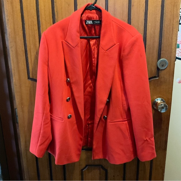 Zara Jackets & Blazers - ZARA Orange Blazer Size AU 14 $18 🧡